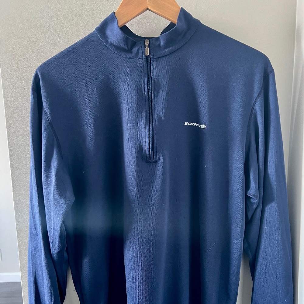 Sugoi 1/4 Zip Cycling Top Men’s M Medium Athletic Long Sleeve Jersey Shirt - Nav